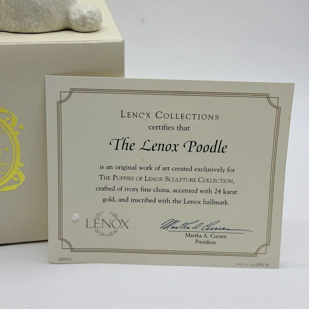 Lenox Year of Puppies Classic Poodle Figurine Ivory Gold Vintage 4